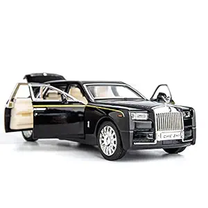 Okean Exclusive Alloy Metal Pull Back Die-cast Car 1:32 Roll Royce Phantom Diecast Metal Pullback Toy car with Openable Doors & Light, Music Boys Gifts Toys for Kids【 Black 】